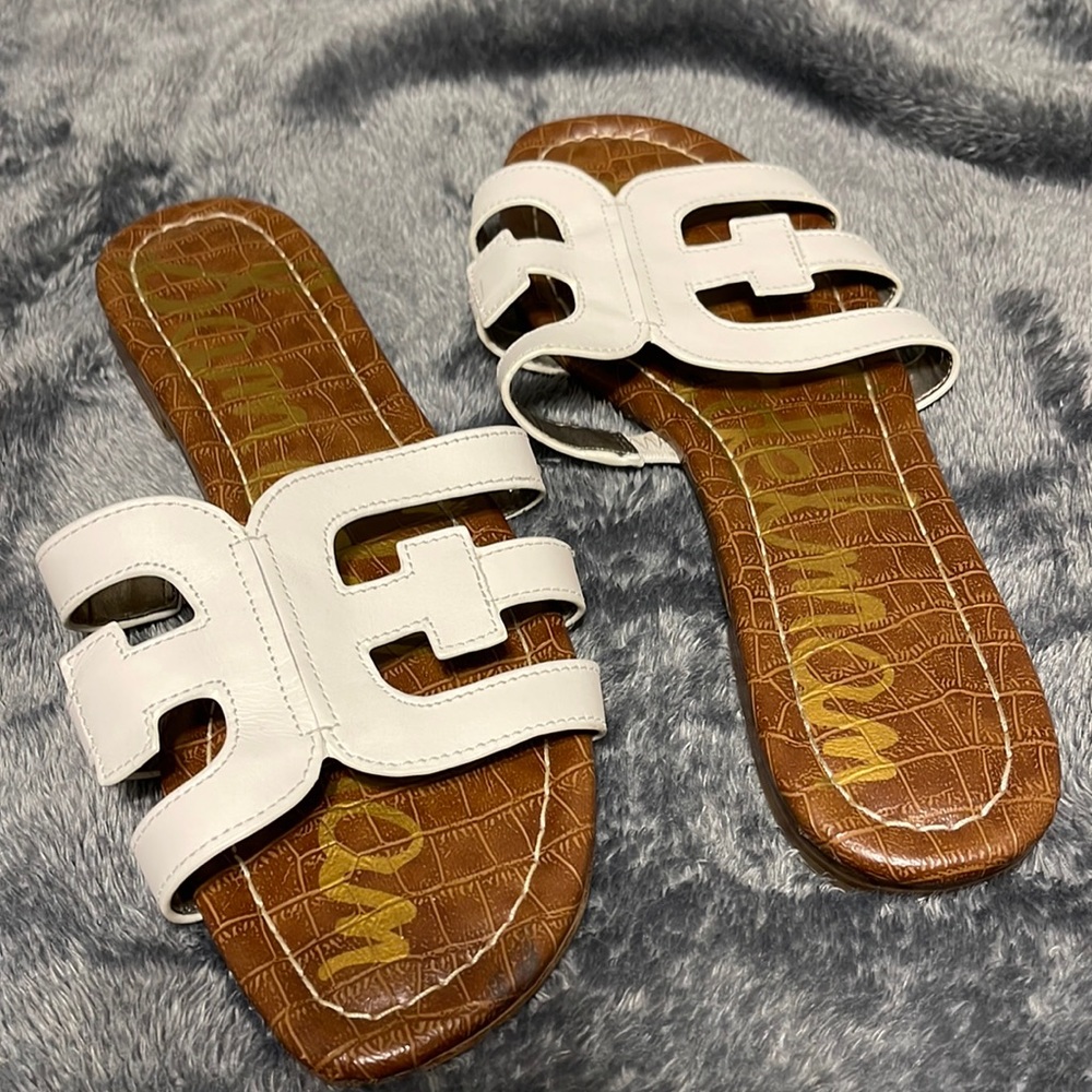 Sam Eldelman white leather sandals